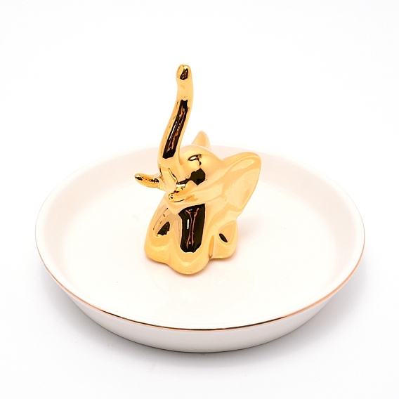 Porcelain Elephant Ring Holder, Jewelry Tray, for Holding Small Jewelries, Rings, Necklaces, Earrings, Bracelets, Trinket, for Women Girls Birthday Gift