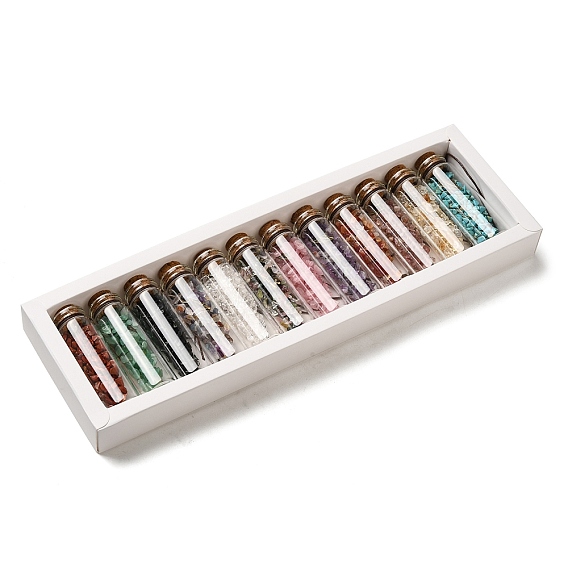 Украшение бутылки желаний прозрачное стекло, балансировка драгоценных камней викка, с натуральными смешанными бусинами из драгоценных камней, с дрейфовыми чипами внутри