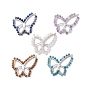 Natural Mixed Stone Beaded Wrapped Pendants, 304 Stainless Steel Butterfly Charms, Mixed Dyed and Undyed