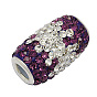 Austrian Crystal European Beads, Large Hole Beads, with 925 Sterling Silver Double Cores, Column, 12x20mm, Hole: 4.5mm