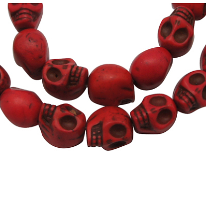Halloween Skull Synthetic Magnesite Beads, Dyed