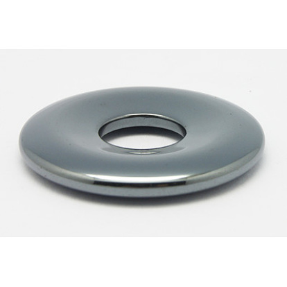 Немагнитная синтетический гематит кулон, класс А, пончик / пи-диск, 41x6 мм, отверстие : 14 мм