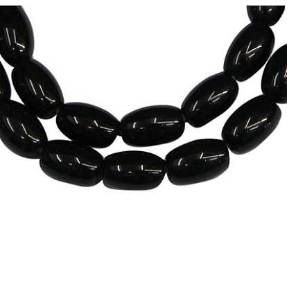 Natural Black Onyx Beads Strands, Dyed, Rice, 4x6mm, Hole: 0.8mm