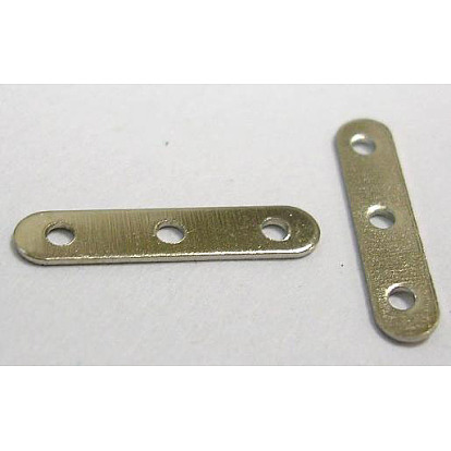 Iron Spacer Bars, with 3 Holes, 17x3.5mm, Hole: 1mm