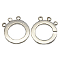 Brass Interlocking Clasps, with Three Loops, Donut, 18x2mm, Hole: 1.5mm