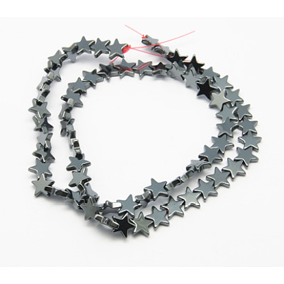 Non-Magnetic Synthetic Hematite Beads Strands, Christmas Star, 10x1.5mm, Hole: 1mm