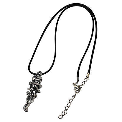 Zinc Alloy Skull Necklaces for Halloween, with Waxed Cotton Cord and Iron Lobster Clasps, 45x15x13mm