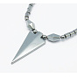 Немагнитные синтетические гематит ожерелья, с муфты натяжения и треугольника подвеска, длина: 20.2 дюйма