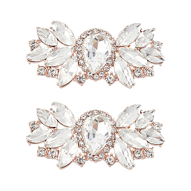 2украшения для обуви из сплава со стразами, съемные пряжки для обуви, с железной фурнитурой, цветок