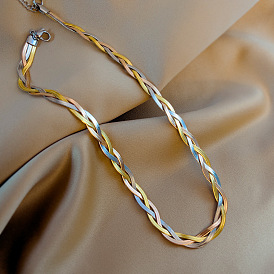 Handmade Cross-Layered Titanium Steel Necklace - European and American Fashion, Collarbone Chain.