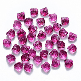 Transparent Baking Paint Glass Beads, Top Drilled Beads, Scallop Shape