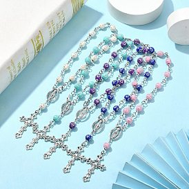 Акриловые круглые с крестообразным узором браслеты с подвесками для женщин, крест сплава