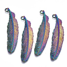 Plated Alloy Big Pendants, Cadmium Free & Lead Free, Feather