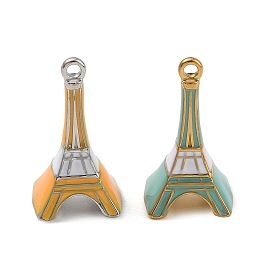 316 Stainless Steel & Enamel Pendants, Eiffel Tower Charms