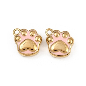 304 прелести нержавеющей стали, с эмалью, очарование отпечатка лапы, реальный 14 k позолоченный