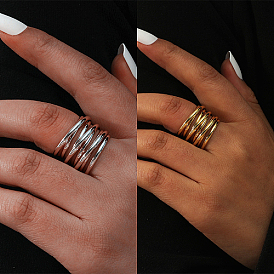 Brass Multi Lines Wide Band Rings