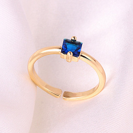 Minimalist Multi-color Gold Plated CZ Open Finger Ring for Women