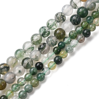Природные моховой агат бисер нитей, круглые
