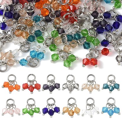 48 шт. 12 цвета имитируют австрийские хрустальные биконические стеклянные подвески, с 304 кольцами из нержавеющей стали, граненые
