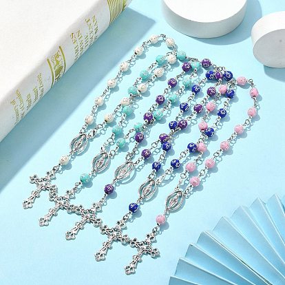 Акриловые круглые с крестообразным узором браслеты с подвесками для женщин, крест сплава
