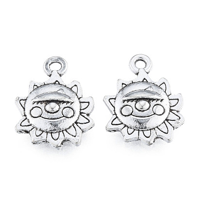 Tibetan Style Alloy Charms, Cadmium Free & Lead Free, Sun with Word Made with a Smile
