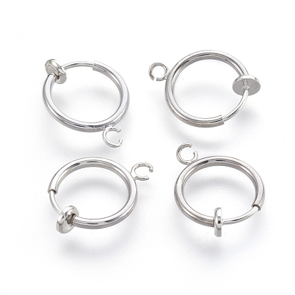 Brass Clip-on Hoop Earrings, For Non-pierced Ears, with Spring Findings, Nickel Free