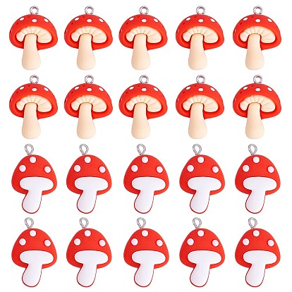 20шт 2 стили осенняя тема подвески из непрозрачной смолы, с платиновыми тоновыми железными петлями, имитация еды, гриб