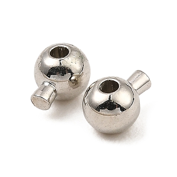 Зажимные бусины из латуни, долговечный, круглые