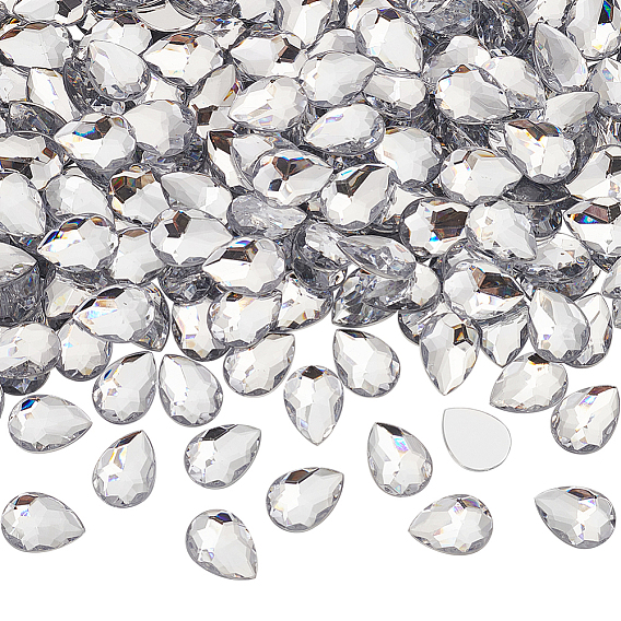 250 кабошоны из акрилового хрусталя шт., плоская спина и гранеными, слеза