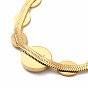 Ion Plating(IP) 304 Stainless Steel Snake Chain Bracelets, Rhinestone & Shell Enamel Evil Eye Link Bracelets for Women