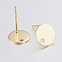304 Stainless Steel Stud Earring Findings, with Flat Plate, Flat Round