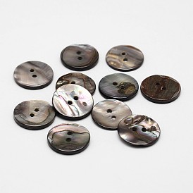 2-отверстие плоские круглые кнопки натуральный черный оболочки, 17x2 мм, отверстие : 2 мм