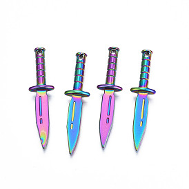 Rainbow Color Alloy Pendants, Cadmium Free & Lead Free, Sword