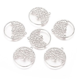 Латунные микро проложить кубического циркония подвески, филигранная фурнитура, без никеля , плоско-круглые