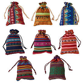 SUNNYCLUE Ethnic Style Cloth Packing Pouches Drawstring Bags, Rectangle