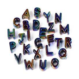 Непрозрачные акриловые бусины с УФ-покрытием, радужный, буквы