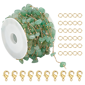 Набор для самостоятельного изготовления комплекта украшений из натуральных и синтетических драгоценных камней, колье-цепочка Nugget из бисера