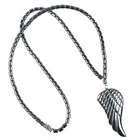 Vintage Synthetic Non-magnetic Hematite Pendant Column Beaded Necklaces