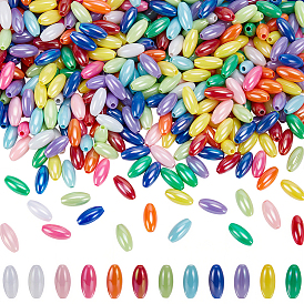 500шт. 5 пакеты УФ-покрытие непрозрачные акриловые бусины, радужный, рис