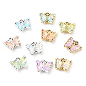 Glass Pendants, with Alloy Findings, Butterfly
