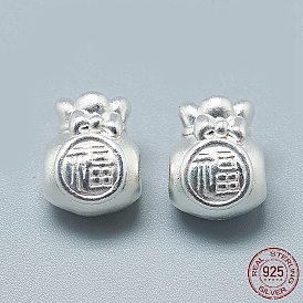925 шарики стерлингового серебра, счастливая сумка с китайским персонажем fu
