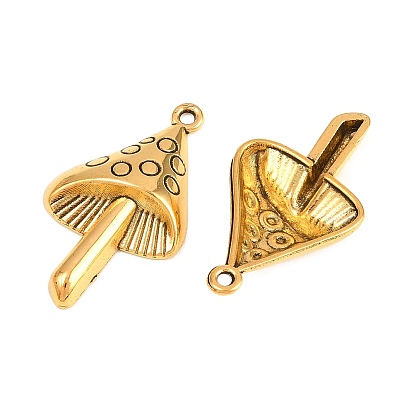 Без свинца и без кадмия, Сплавочные подвески тибетского стиля, гриб, длиной около 30 мм , шириной 17.5 мм , толщиной 5.5 мм , отверстие : 1.5 мм