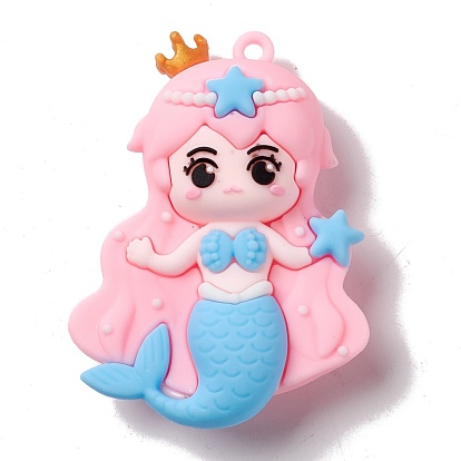 PVC Plastic Cartoon Big Pendants, Mermaid
