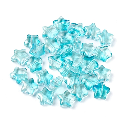 Electroplate Glass Beads, with Glitter Powder, Star