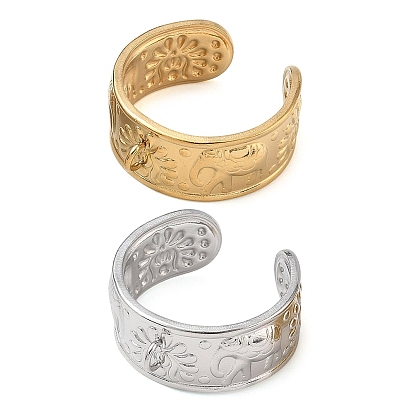 Elephant 304 Stainless Steel Finger Rings Components, with Loop, Ion Plating(IP)