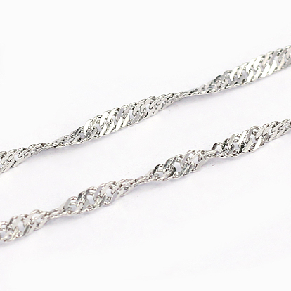 304 Stainless Steel Singapore Chains, Water Wave Chains, Soldered, Faceted