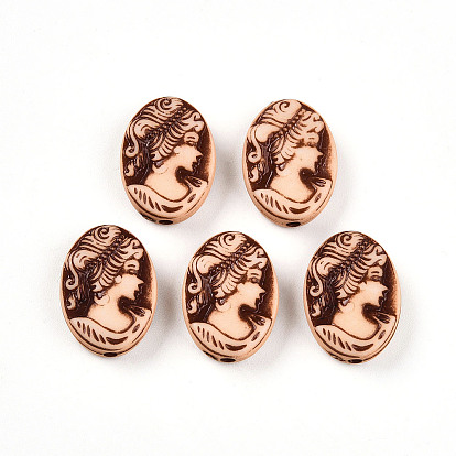 Непрозрачные акриловые бусины, овальной формы с узором девушка