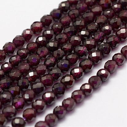 Natural Garnet Beads Strands, Faceted, Round