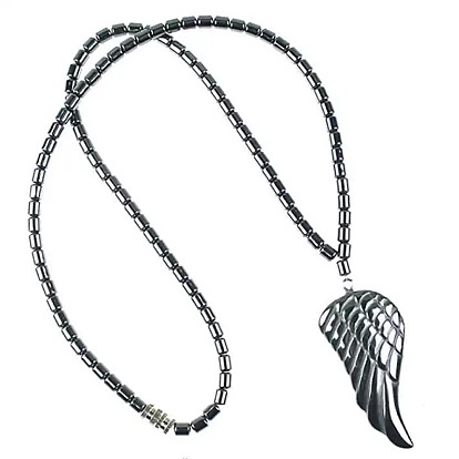 Vintage Synthetic Non-magnetic Hematite Pendant Column Beaded Necklaces