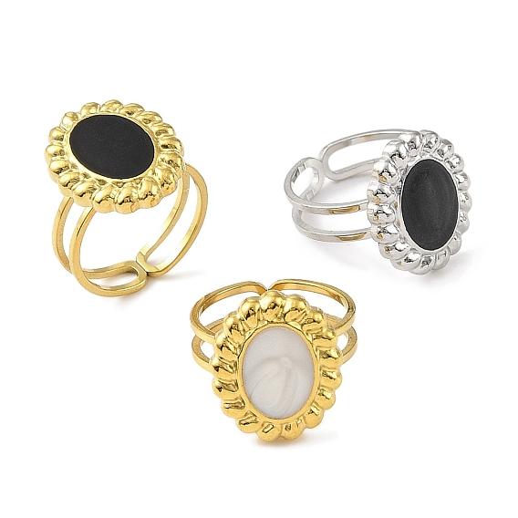 304 эмалированные открытые манжеты из нержавеющей стали для женщин, ионное покрытие (ip), овальные